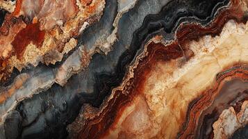 Abstract stone texture featuring flowing lines and mixed colors. The material has a polished, marbled appearance. photo