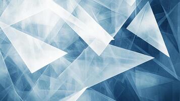 Abstract geometric pattern with blue and white triangular shapes, creating a modern, dynamic and visually captivating composition. photo