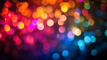 Vibrant blurred lights create a magical atmosphere. The colorful bokeh effect adds depth and intrigue to this captivating composition. photo