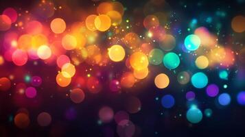A vibrant array of bokeh lights creates a mesmerizing and colorful abstract background, perfect for adding a touch of magic and sparkle. photo