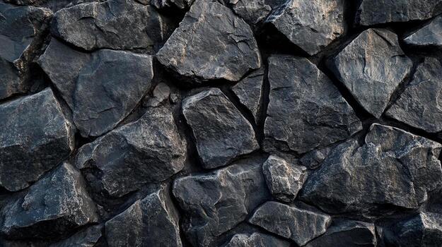 oscuro, escabroso rock pared textura vitrinas un Roca modelo con profundo oscuridad y áspero superficies, creando un texturizado y dimensional efecto. foto