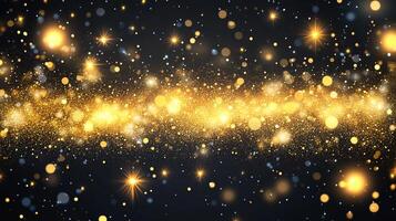 Bright, glittery starry night sky with a long, curving line of stars. The stars are scattered throughout the sky, creating a sense of movement and depth. Scene is one of wonder and awe photo
