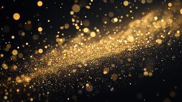 The image is a black and gold background with a lot of glitter. The glitter is scattered all over the background, creating a sense of movement and energy photo