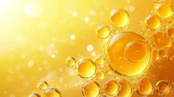 Yellow background with many small yellow circles. The circles are filled with a liquid that looks like oil photo