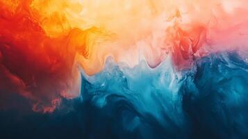 Abstract fluid art with vibrant blend of orange, yellow, pink, and blue, creating a dynamic and captivating visual experience. photo
