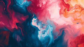 Vibrant swirls of color create a mesmerizing abstract composition, blending warm and cool hues in fluid motion and texture. photo