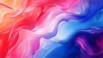 A mesmerizing abstract painting featuring fluid shapes in shades of red, pink, purple and blue. Colors blend to create a soft and ethereal effect. photo