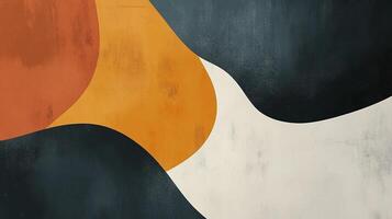 Abstract shapes in muted tones create a modern, artistic composition with a blend of geometric and organic forms. photo