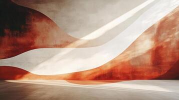 Abstract waves of color and light create a serene and inviting atmosphere, with soft shadows and a sense of depth. Elegant backdrop. photo