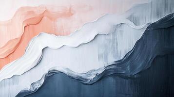 Abstract painting evokes serene landscapes. Gentle gradients flow, creating tranquil visual layers of textured color and soothing vibes. photo