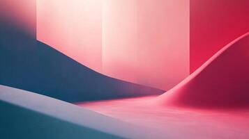 Abstract curves in shades of pink and blue create a dreamlike landscape of form and color, pushing boundaries between dimension. photo