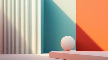 Minimalist composition featuring geometric shapes and soft, pastel colors, creating a calming and modern aesthetic in a studio setting. photo