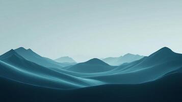 A scenic view of undulating mountains in varying shades of blue, creating a sense of depth and tranquility. Gentle horizon with muted tones. photo