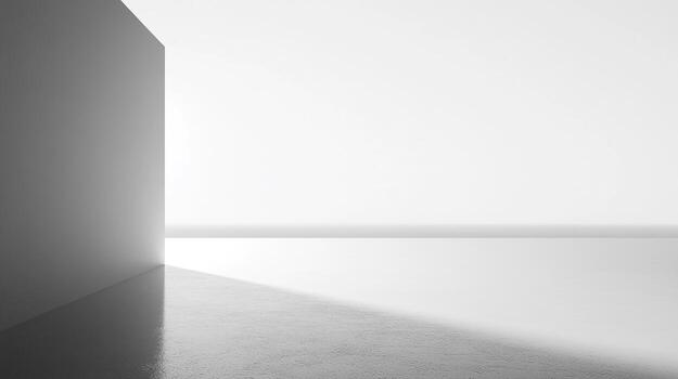 Abstract minimalist architecture featuring a stark contrast between light and shadow, emphasizing clean lines and a modern aesthetic. photo