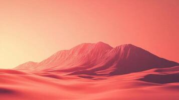 Serene landscape with a mountain range and sand dunes under a warm, monochromatic sky evoking a sense of otherworldly peace and desolation. photo