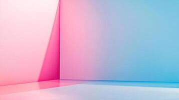 Abstract corner showcasing vibrant pink and blue hues, creating a smooth gradient effect with a minimalist aesthetic and contemporary style. photo