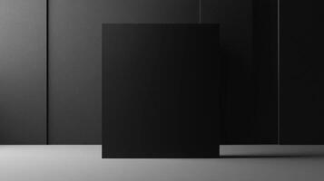 Minimalist black geometric shapes composition against neutral background, suitable for modern art, architecture, and design concepts. photo