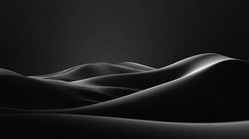Abstract black and white landscape with rolling hills and contrasting shadows, minimalist and dramatic landscape with smooth curves. photo