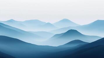 Layers of mountains fading into the distance. Cool blue hues create a sense of depth in the serene mountain range landscape. photo