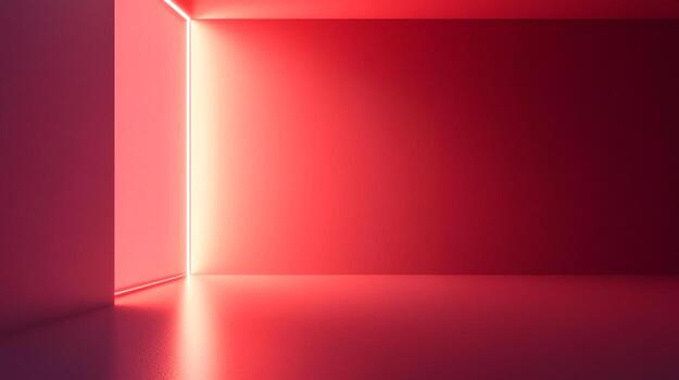 Abstract red room with illuminating light outlines enhancing depth and providing a visually interesting architectural perspective. photo