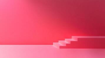 Minimalist pink room with steps. Simple design evokes modernity and calmness. Ideal for abstract backgrounds or stylish product displays. photo