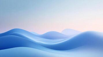 Abstract wavy blue hills against a serene light sky, creating a calming and minimalist composition. Soft pastel gradients enhance the smooth shapes. photo
