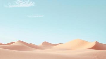 Sand dunes under a soft, pastel sky create a serene and minimalist desert landscape, inviting calm and contemplation in a peaceful scene. photo