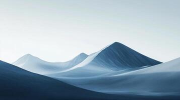 Abstract mountain landscape with soft gradients, featuring a serene and calming atmosphere. Cold color palette with a minimalist composition. photo