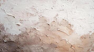 Abstract painting featuring a heavily textured surface with neutral colors, primarily whites, creams, and tans, in an impasto style. photo