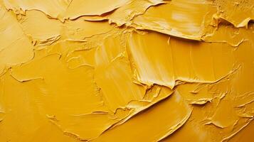 Vibrant strokes of sunshine yellow oil paint create a textured abstract design. The palette knife work is bold and expressive. photo