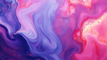 Abstract purple and pink swirls blend in a vibrant mix, creating a mesmerizing fluid art piece. The colors intermingle beautifully. photo