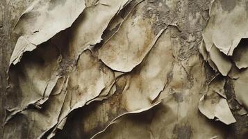 Distressed texture of aged peeling paint, creating a weathered aesthetic with layers of cracks and decay. Rich texture surface, grunge style. photo