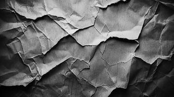 Monochrome abstract featuring crumpled paper with stark shadows and fractured lines creating a textured, dramatic background. photo