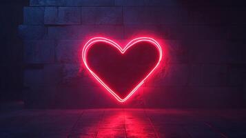 A vibrant heart glows with a bright red hue, radiating love and affection, illuminating the surrounding space with its warm light. photo