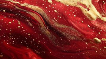 A luxurious swirl of deep reds intertwined with glittering gold, evoking richness and elegance, creating a captivating visual dance. photo