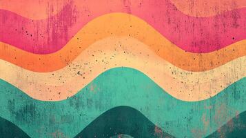 Retro-inspired wavy abstract background with a textured surface and warm color palette. Ideal for adding vintage vibes to your projects. photo