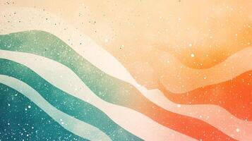 Abstract waves of teal, white, and orange hues create a dynamic and textured visual with a speckled, dreamy effect. photo