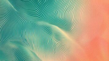 Abstract waves flow in teal, beige, and orange hues. Wavy lines creates a calming yet dynamic texture that looks as if moving slow. photo