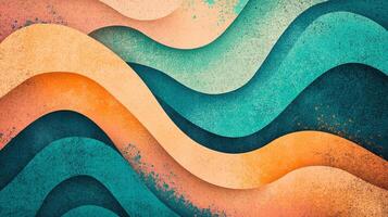 Abstract waves flow smoothly in a retro color palette. The texture is slightly grainy, reminiscent of old posters. Decorative pattern. photo