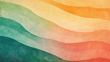 Waves of color flow across this textured background, blending teal, green, orange, and red in a serene, abstract pattern. photo