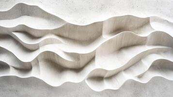 Abstract waves flow smoothly in a rhythmic dance of shadows, embodying serene movement and natural beauty in textured white. photo