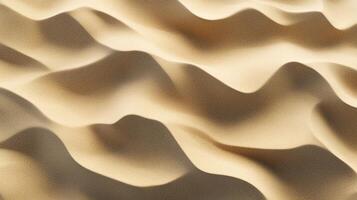 Aerial view of smooth sand dunes with light and shadow play forming an undulating pattern across the sandy desert landscape. photo