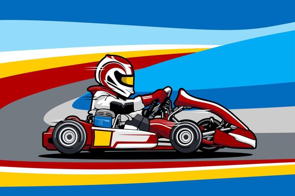 go kart race ultimate illustration with background design art