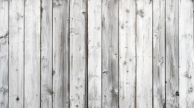 Rustic wooden fence backdrop with weathered white paint showing age. Perfect for adding natural texture to design projects. photo