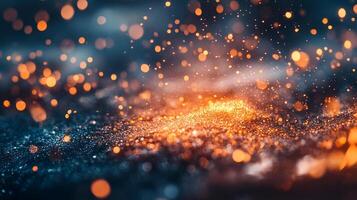 Warm lights bokeh softly glow, sprinkling like stardust on a twilight canvas. Dreamy and evocative, light interplay. photo