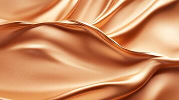 Abstract waves of flowing satin present a luxurious copper texture, smooth and reflective, perfect for backgrounds and design elements. photo