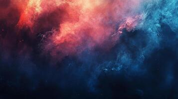 Abstract cosmic cloud formation with dynamic colors. Red and blue nebulae blend in a stunning celestial display of gaseous matter. photo