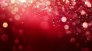 A festive red backdrop features a bokeh effect with highlights of white and gold, creating an eye-catching and celebratory ambiance. photo