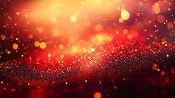 Vibrant abstract of twinkling light amidst a red and gold cosmos. The bokeh effects create a dreamy ethereal effect. photo