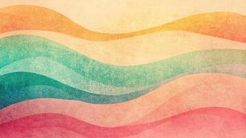 Colorful textured background of wavy shapes in blended shades of orange, green, and pink, creating a visually appealing design. photo